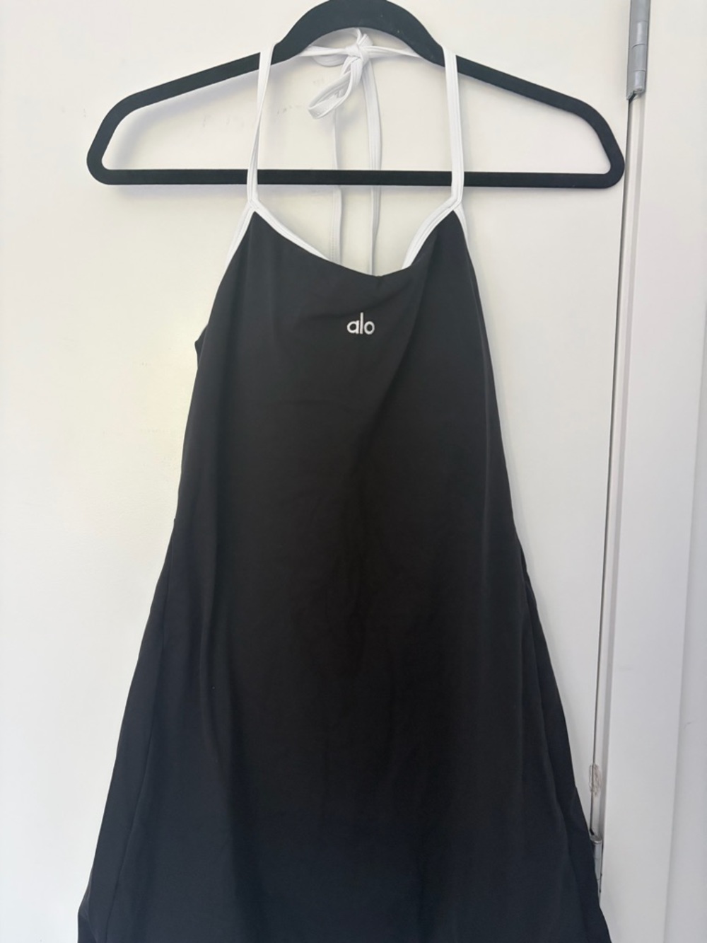 ALO Yoga Black Halter Tank with White Trim